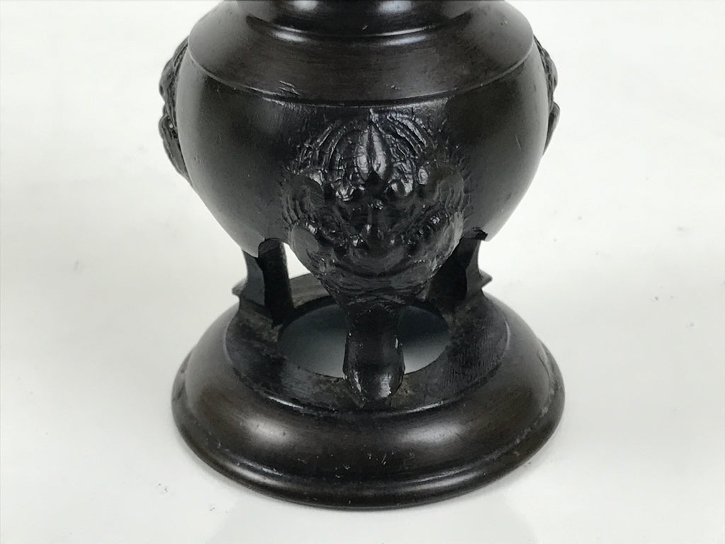 Japanese Buddhist Altar Fitting Bronze Metal Candle Stand Shokudai Brown BA988-OT - Buddhist-chidorivintage.com