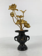 Japanese Buddhist Altar Fitting Vtg Gold Lotus Flowers Jouka Hanatate BA996-OT - Buddhist-chidorivintage.com