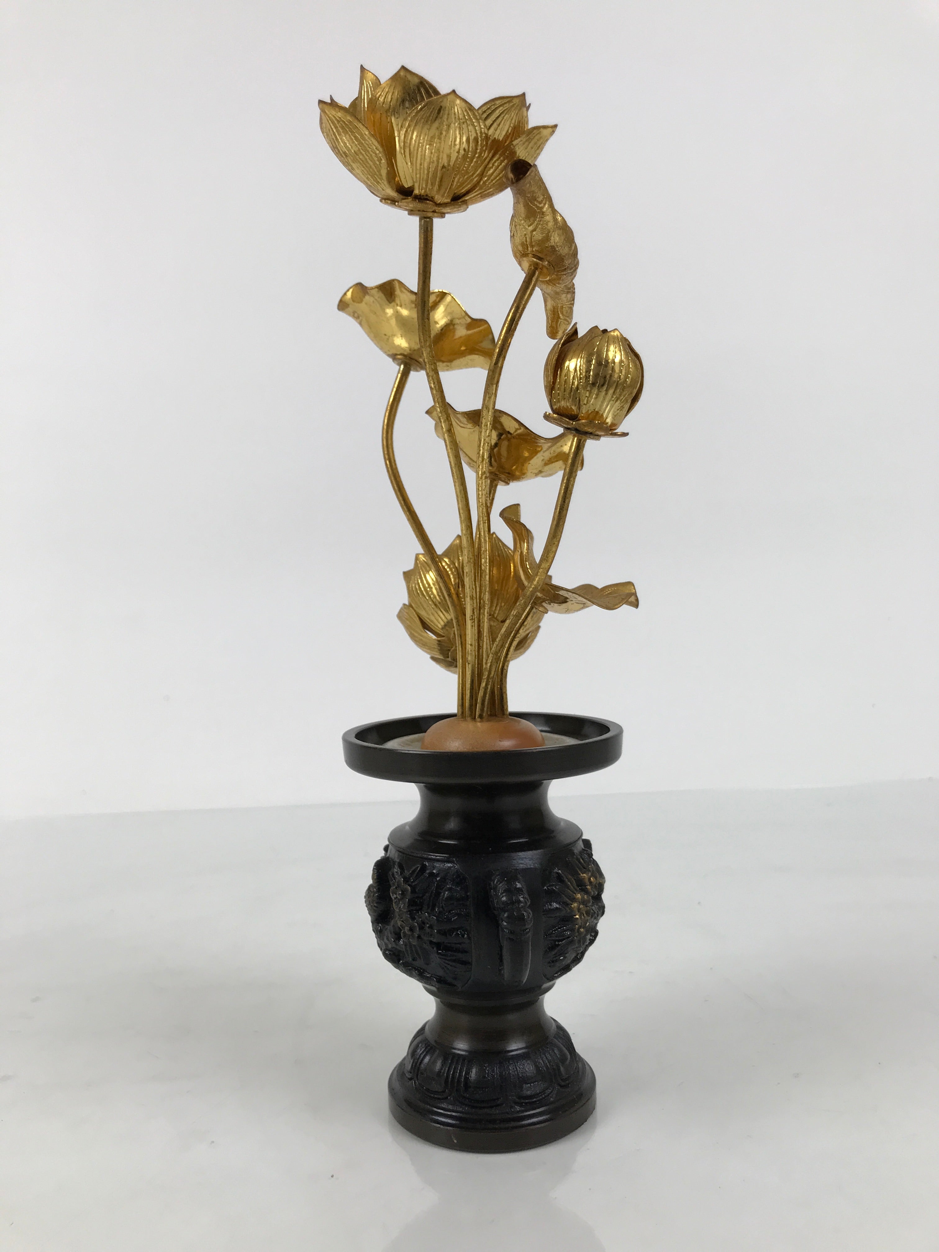Japanese Buddhist Altar Fitting Vtg Gold Lotus Flowers Jouka Hanatate BA996-OT - Buddhist-chidorivintage.com