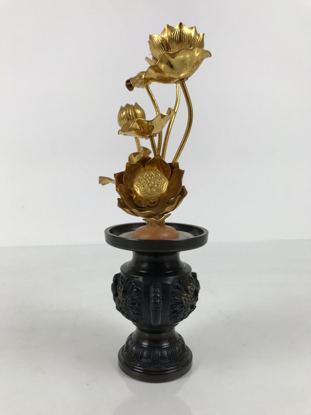 Japanese Buddhist Altar Fitting Vtg Gold Lotus Flowers Jouka Hanatate BA996-OT - Buddhist-chidorivintage.com