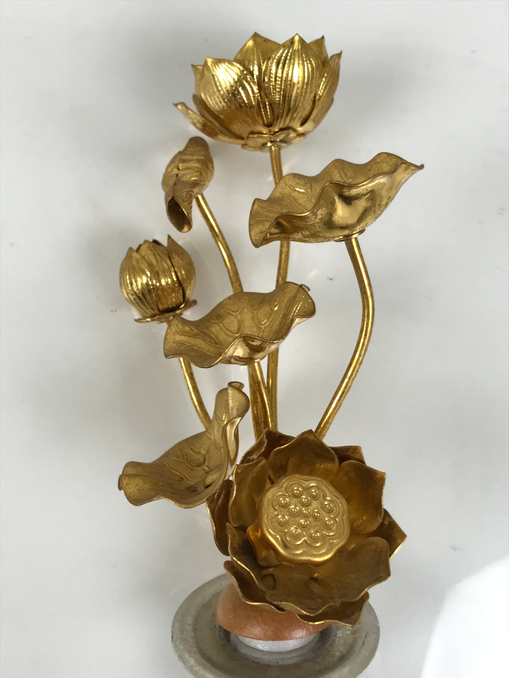 Japanese Buddhist Altar Fitting Vtg Gold Lotus Flowers Jouka Hanatate BA996-OT - Buddhist-chidorivintage.com