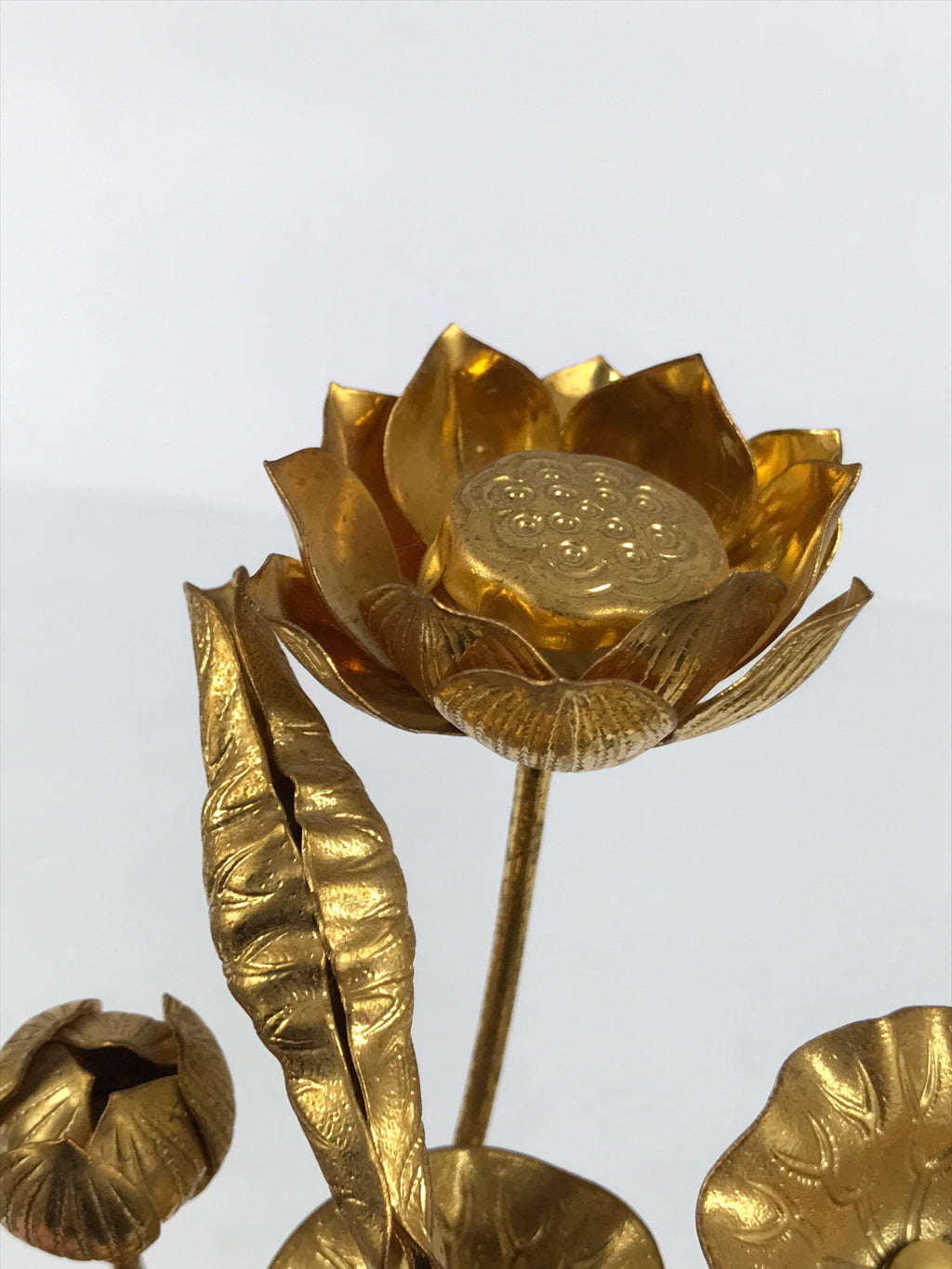 Japanese Buddhist Altar Fitting Vtg Gold Lotus Flowers Jouka Hanatate BA996-OT - Buddhist-chidorivintage.com