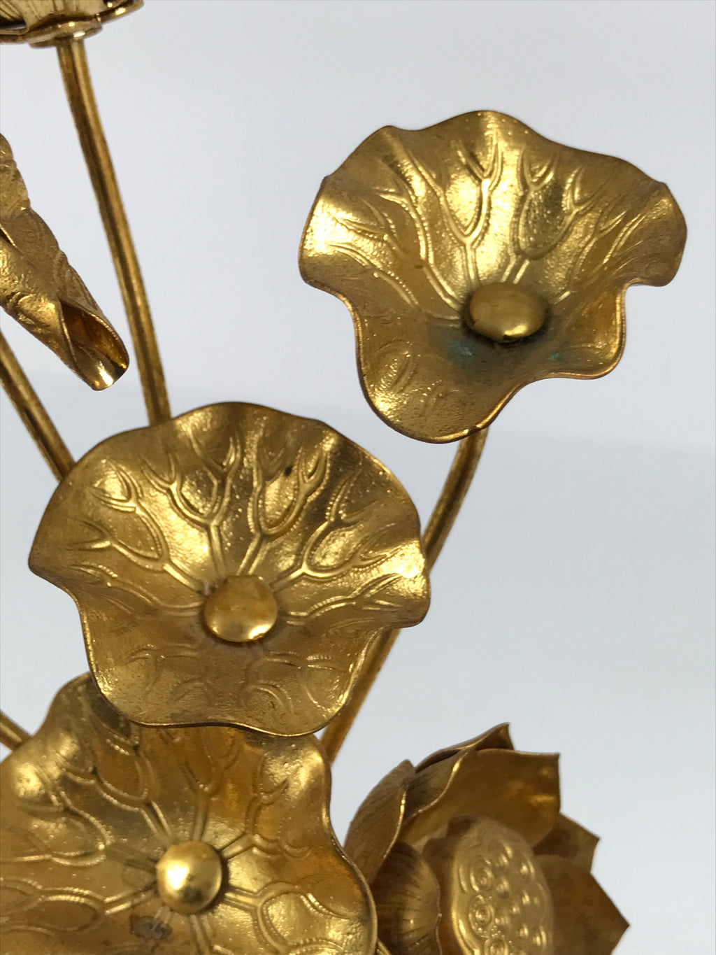 Japanese Buddhist Altar Fitting Vtg Gold Lotus Flowers Jouka Hanatate BA996-OT - Buddhist-chidorivintage.com
