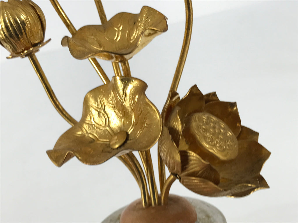 Japanese Buddhist Altar Fitting Vtg Gold Lotus Flowers Jouka Hanatate BA996-OT - Buddhist-chidorivintage.com