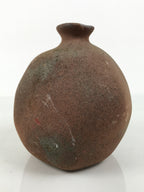 Japanese Ceramic Flower Vase Vtg Ikebana Kabin Globular Handmade Brown FK255-KT - Vase-chidorivintage.com