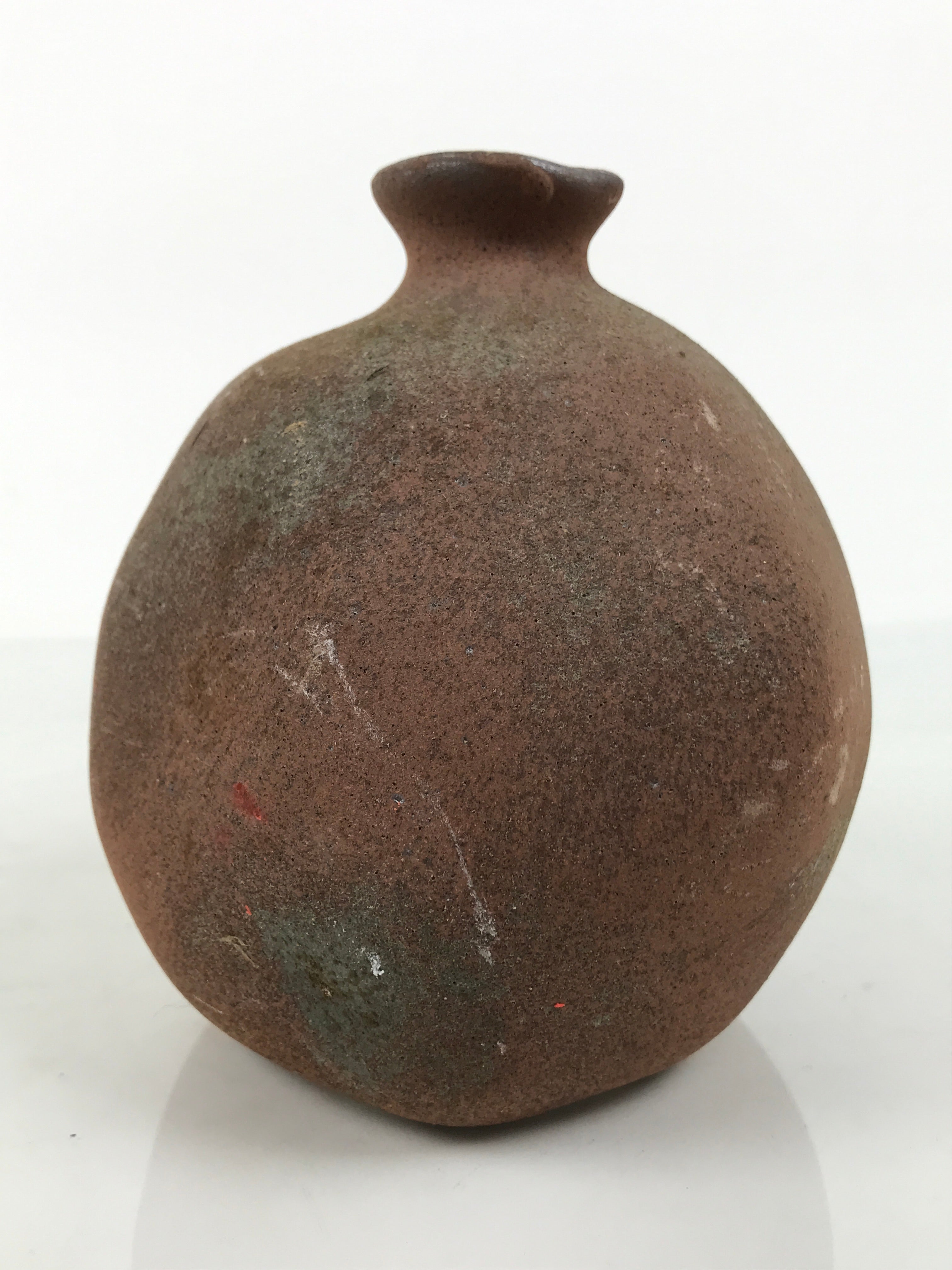 Japanese Ceramic Flower Vase Vtg Ikebana Kabin Globular Handmade Brown FK255-KT - Vase-chidorivintage.com