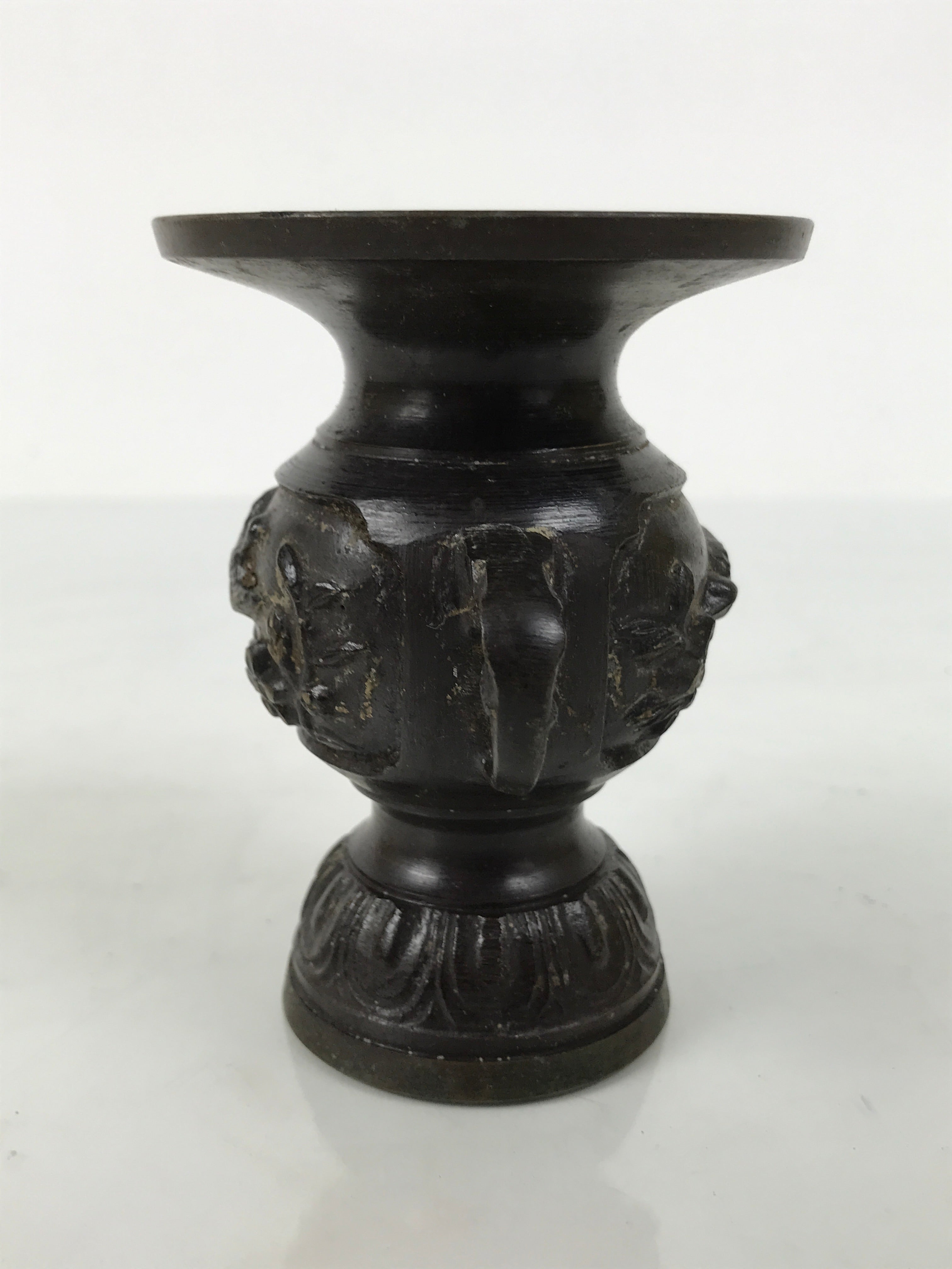 Japanese Buddhist Altar Bronze Metal Flower Vase Vtg Hanatate Brown Birds BA992-OT - Buddhist-chidorivintage.com