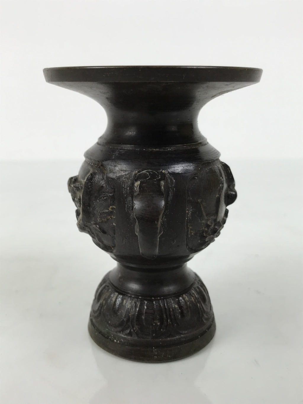 Japanese Buddhist Altar Bronze Metal Flower Vase Vtg Hanatate Brown Birds BA992-OT - Buddhist-chidorivintage.com