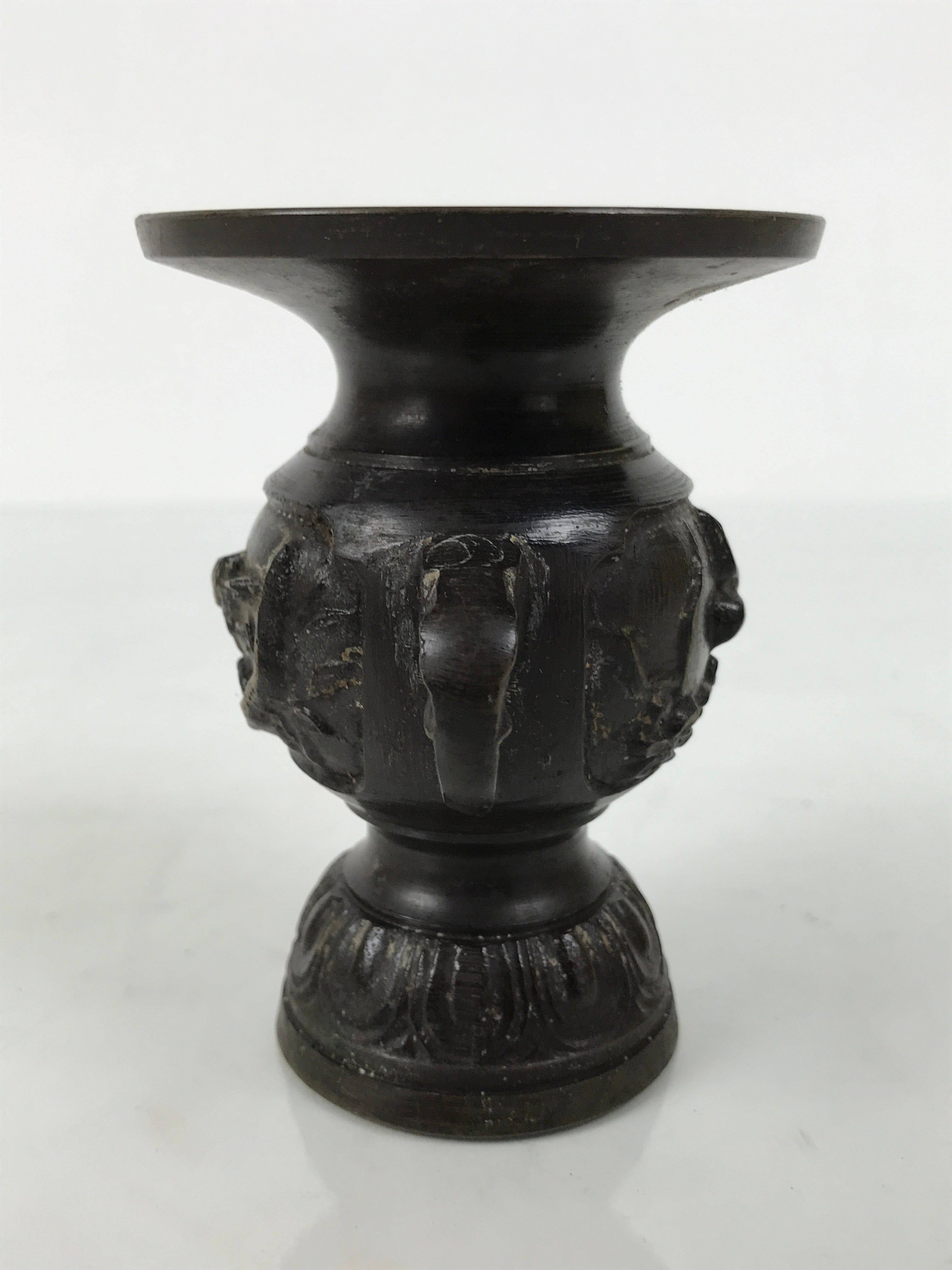 Japanese Buddhist Altar Bronze Metal Flower Vase Vtg Hanatate Brown Birds BA992-OT - Buddhist-chidorivintage.com