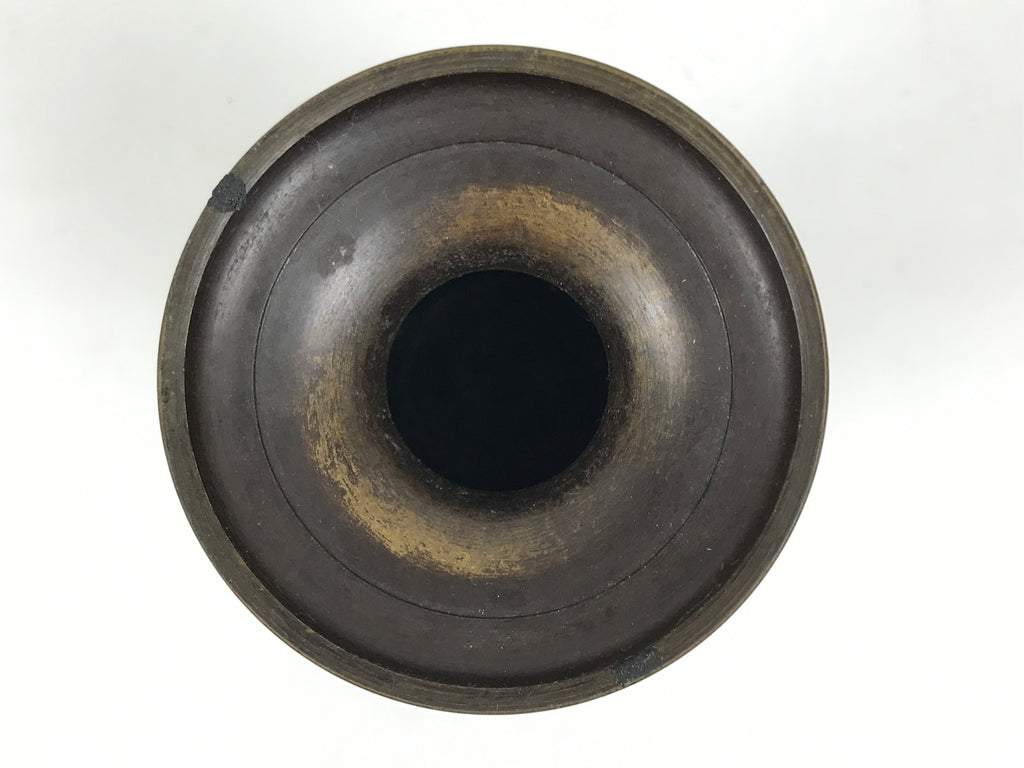 Japanese Buddhist Altar Bronze Metal Flower Vase Vtg Hanatate Brown Birds BA992-OT - Buddhist-chidorivintage.com