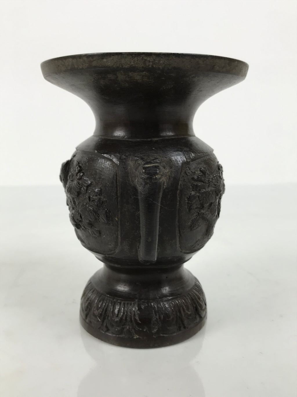 Japanese Buddhist Altar Bronze Metal Flower Vase Vtg Hanatate Brown Birds BA991-OT - Buddhist-chidorivintage.com