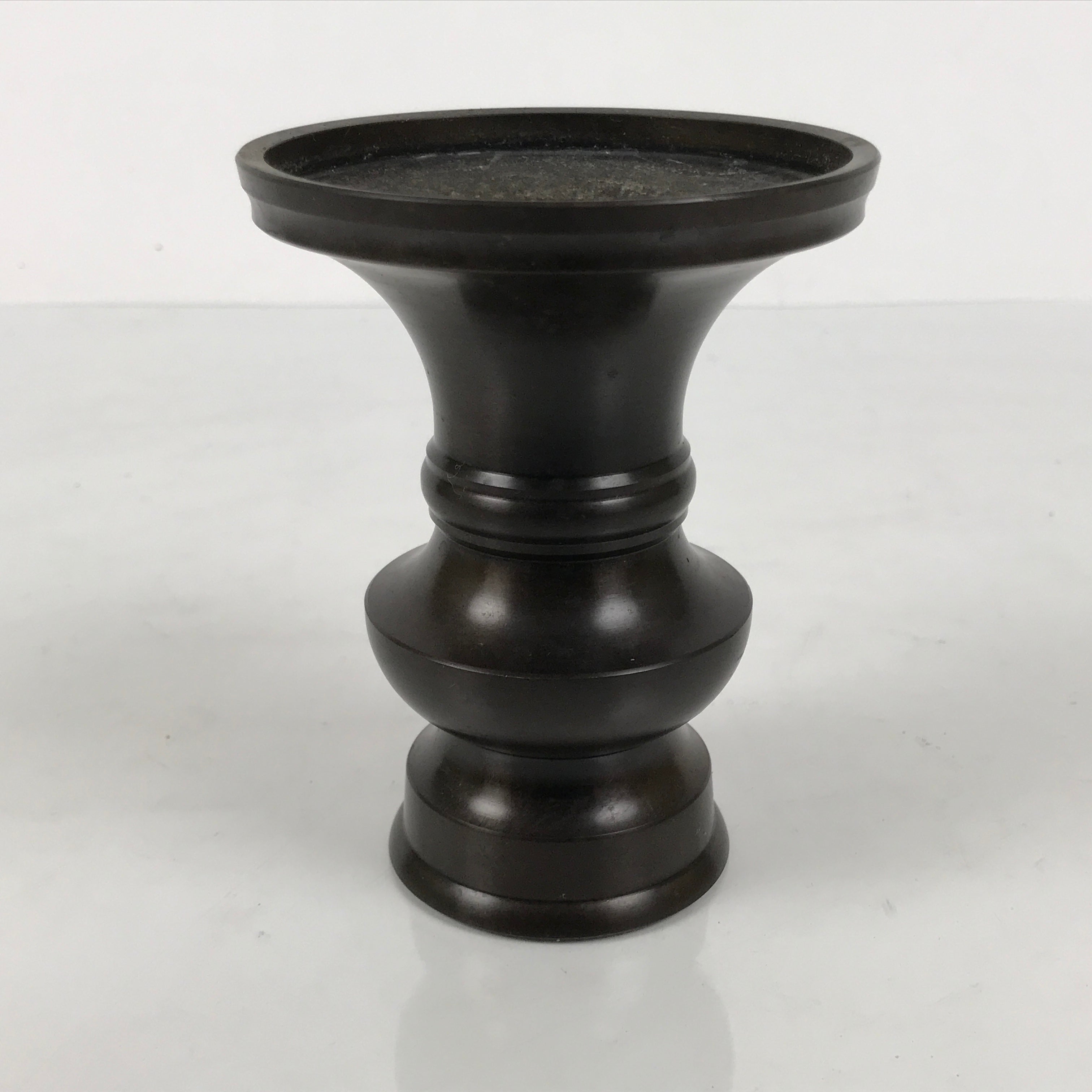 Japanese Buddhist Altar Bronze Metal Flower Vase Vtg Hanatate Simple Brown BA993-OT - Buddhist-chidorivintage.com