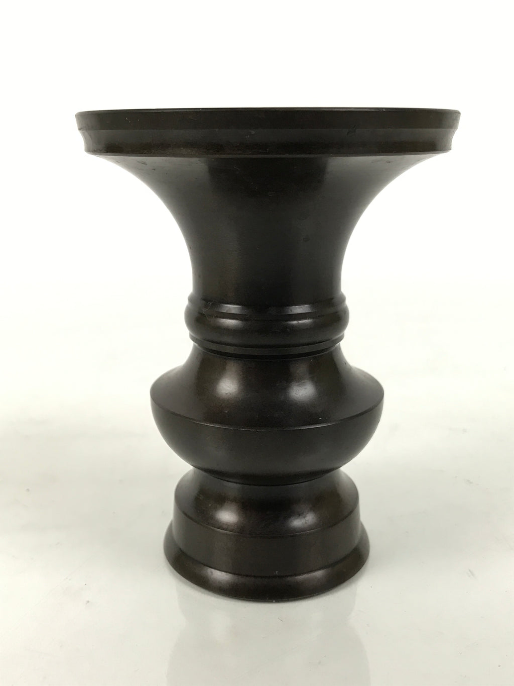 Japanese Buddhist Altar Bronze Metal Flower Vase Vtg Hanatate Simple Brown BA993-OT - Buddhist-chidorivintage.com