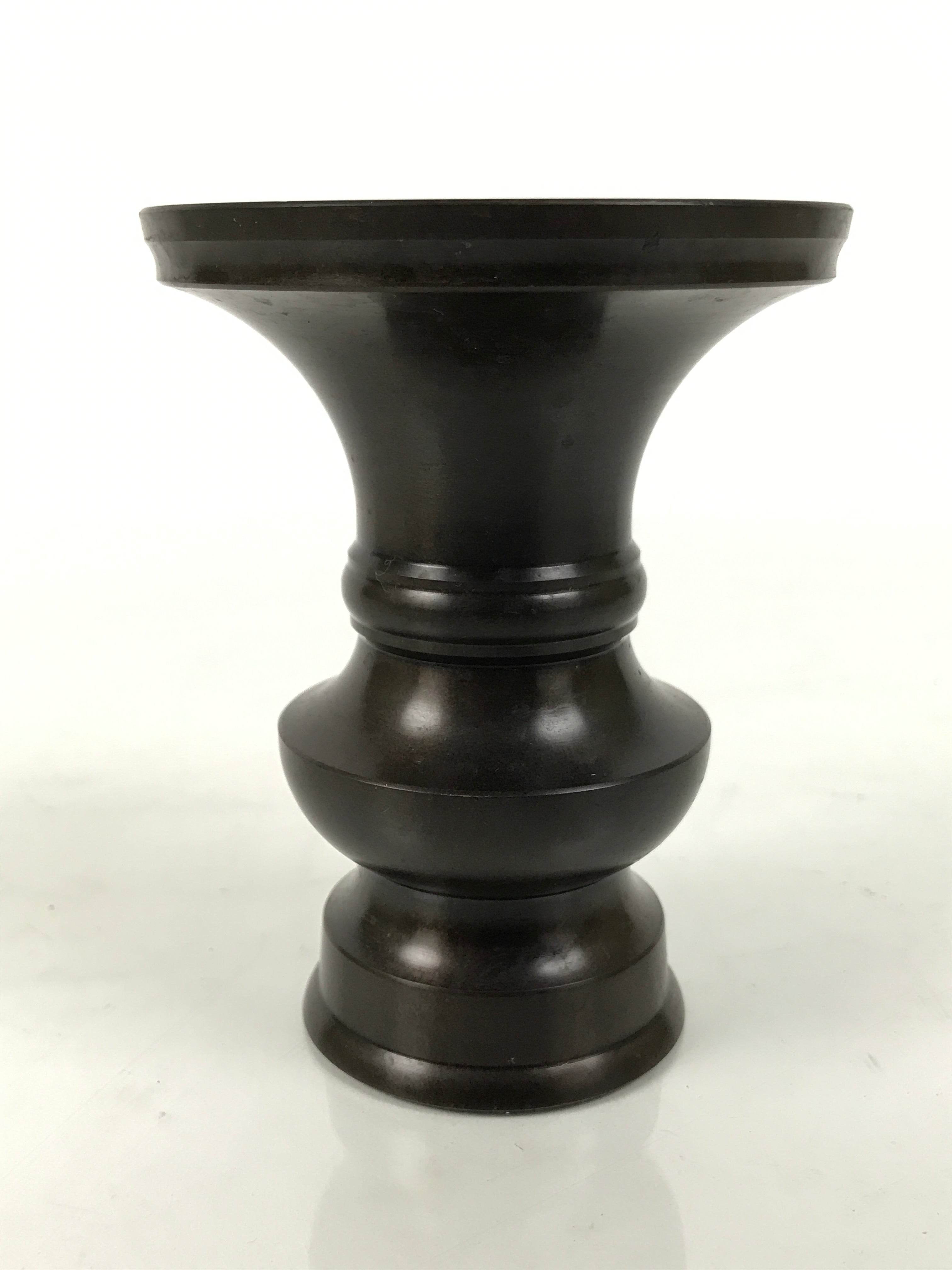 Japanese Buddhist Altar Bronze Metal Flower Vase Vtg Hanatate Simple Brown BA993-OT - Buddhist-chidorivintage.com