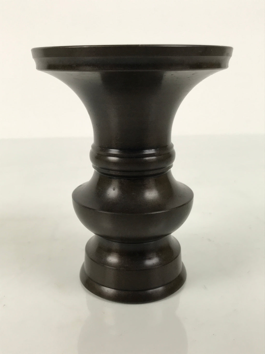 Japanese Buddhist Altar Bronze Metal Flower Vase Vtg Hanatate Simple Brown BA993-OT - Buddhist-chidorivintage.com