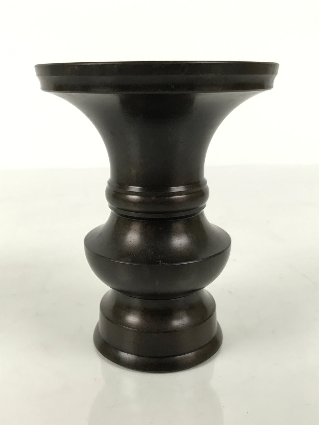 Japanese Buddhist Altar Bronze Metal Flower Vase Vtg Hanatate Simple Brown BA993-OT - Buddhist-chidorivintage.com