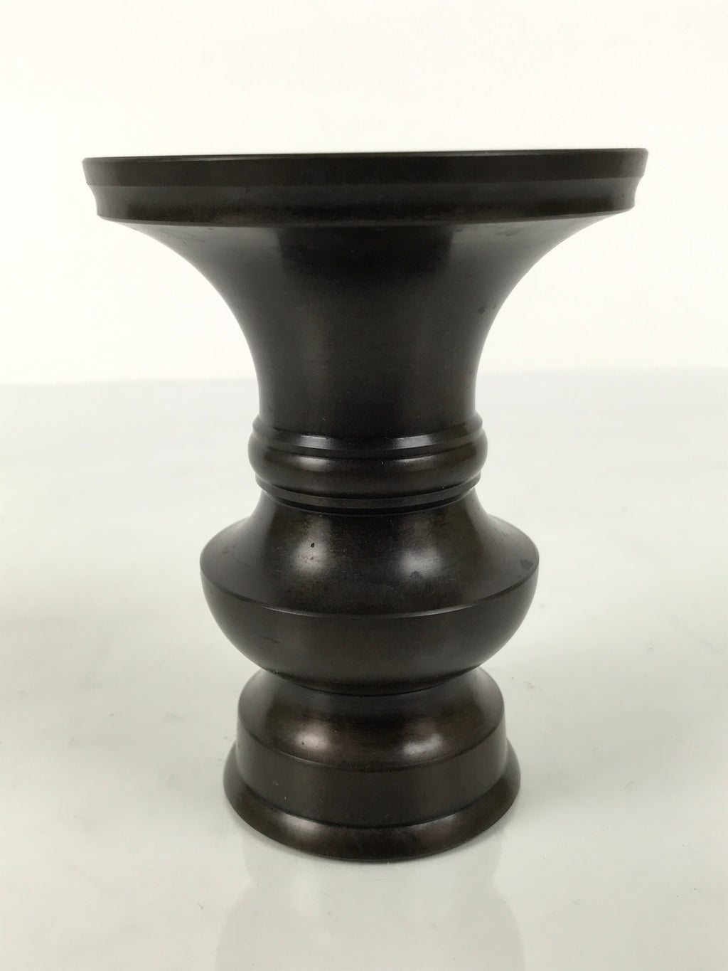 Japanese Buddhist Altar Bronze Metal Flower Vase Vtg Hanatate Simple Brown BA993-OT - Buddhist-chidorivintage.com