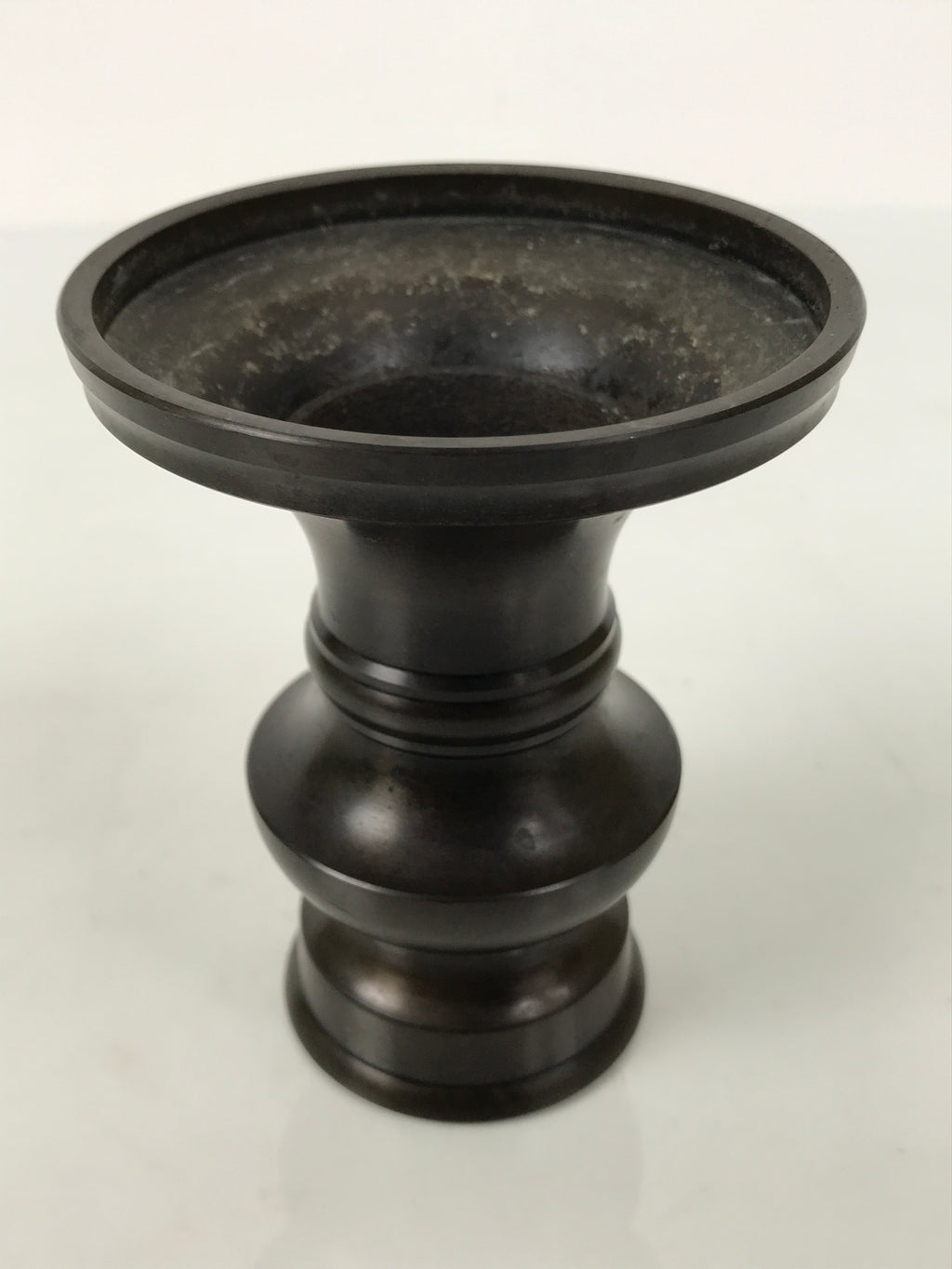 Japanese Buddhist Altar Bronze Metal Flower Vase Vtg Hanatate Simple Brown BA993-OT - Buddhist-chidorivintage.com