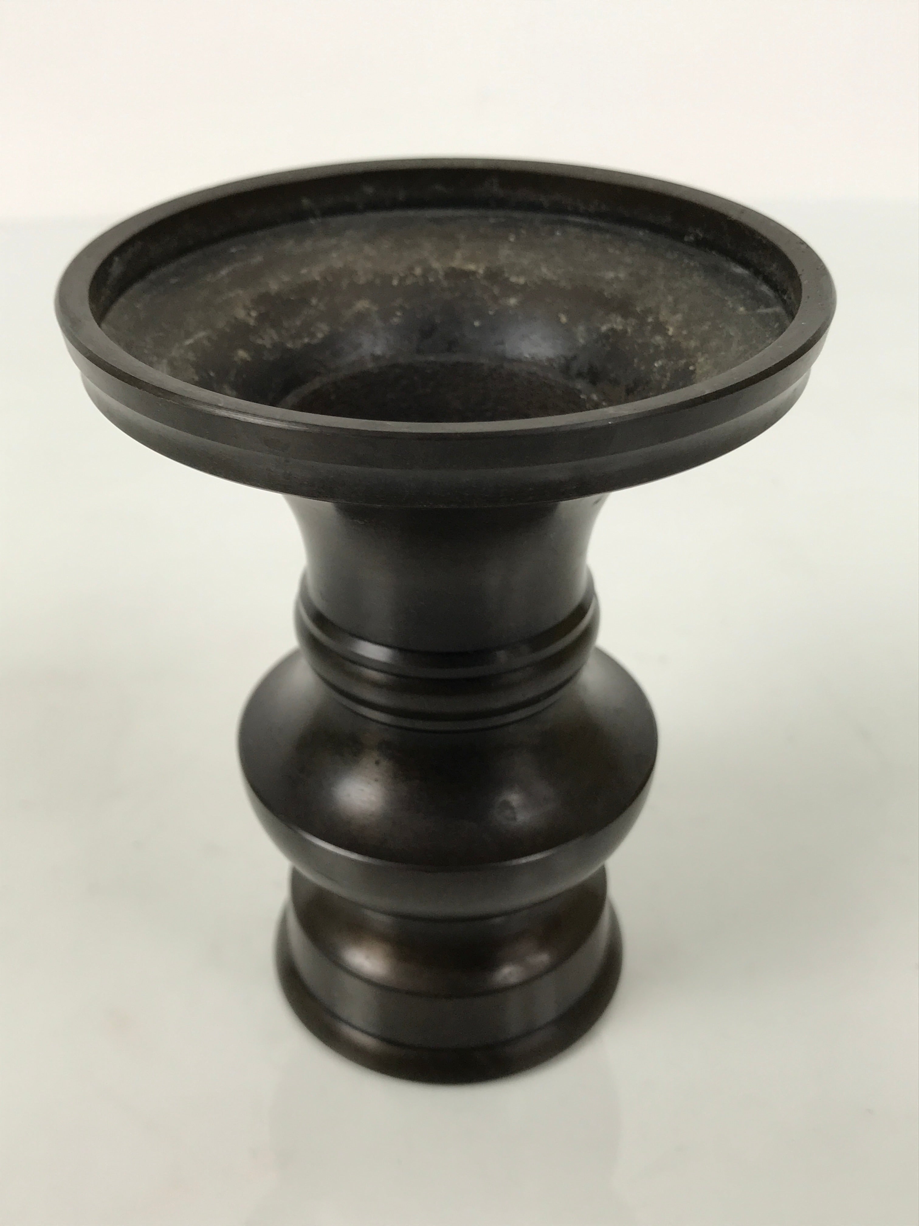 Japanese Buddhist Altar Bronze Metal Flower Vase Vtg Hanatate Simple Brown BA993-OT - Buddhist-chidorivintage.com