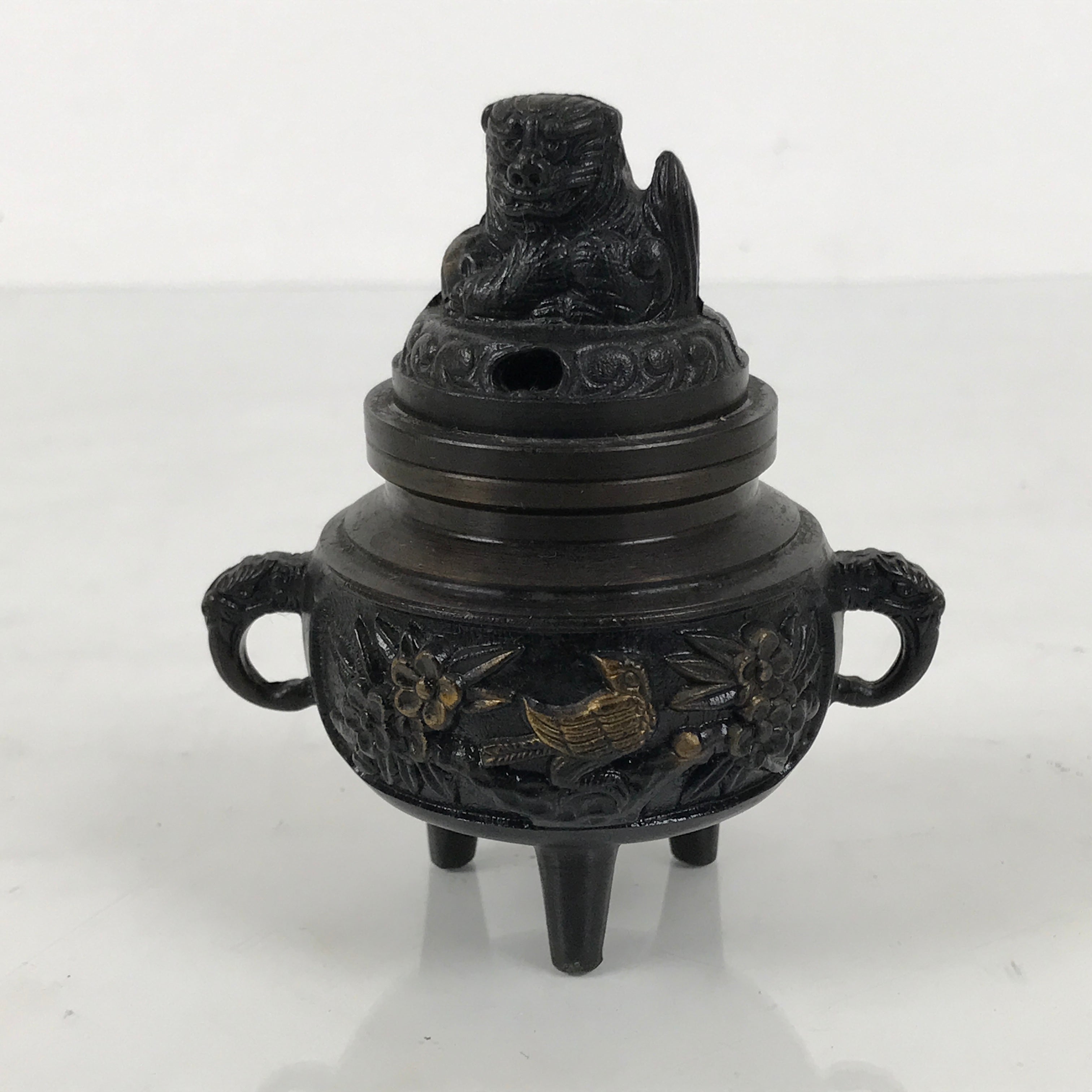 Japanese Buddhist Altar Fitting Bronze Incense Burner Vtg Koro Shishi Lion BA994-OT - Buddhist-chidorivintage.com