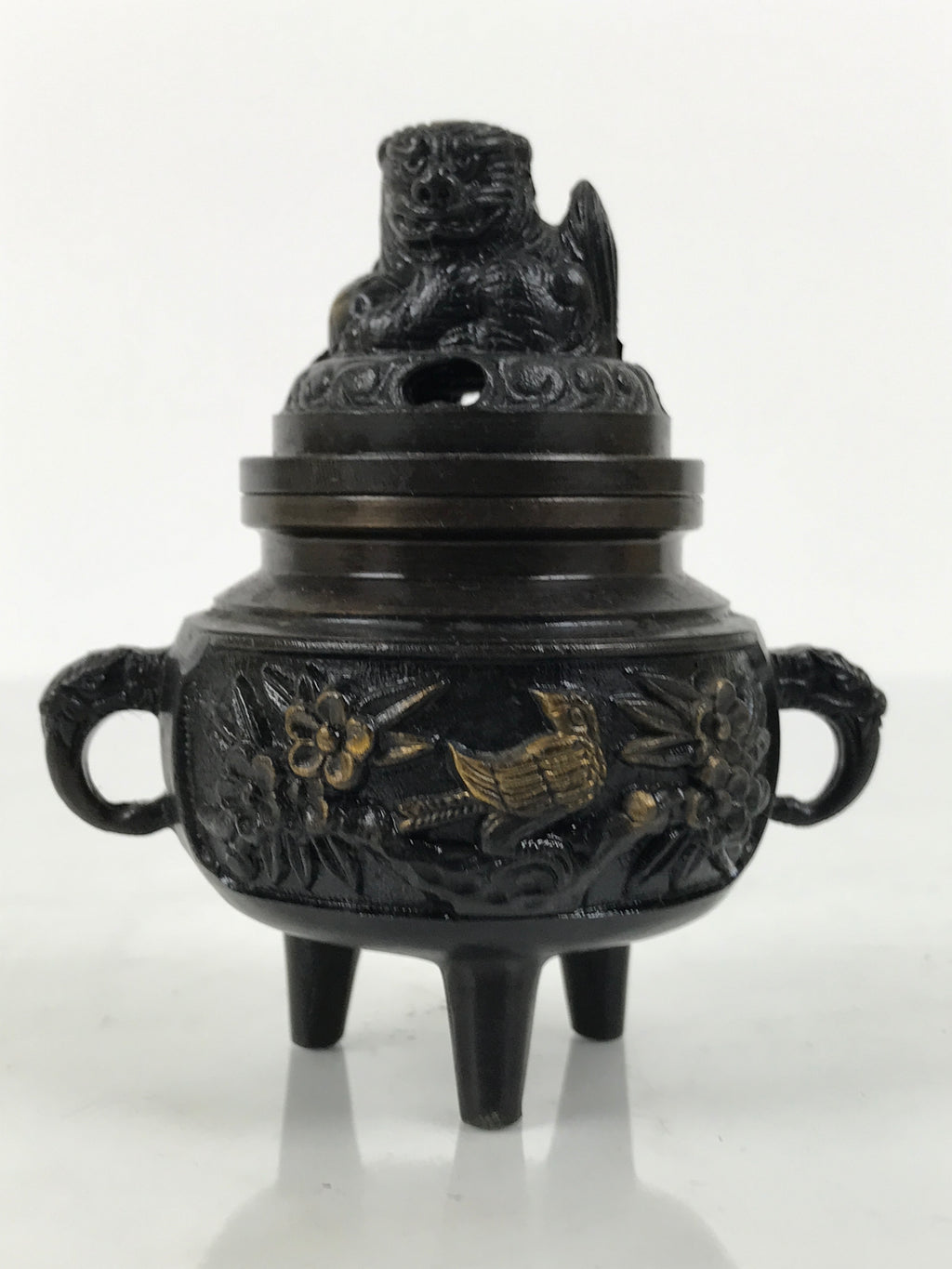 Japanese Buddhist Altar Fitting Bronze Incense Burner Vtg Koro Shishi Lion BA994-OT - Buddhist-chidorivintage.com