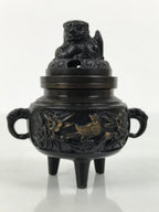 Japanese Buddhist Altar Fitting Bronze Incense Burner Vtg Koro Shishi Lion BA994-OT - Buddhist-chidorivintage.com