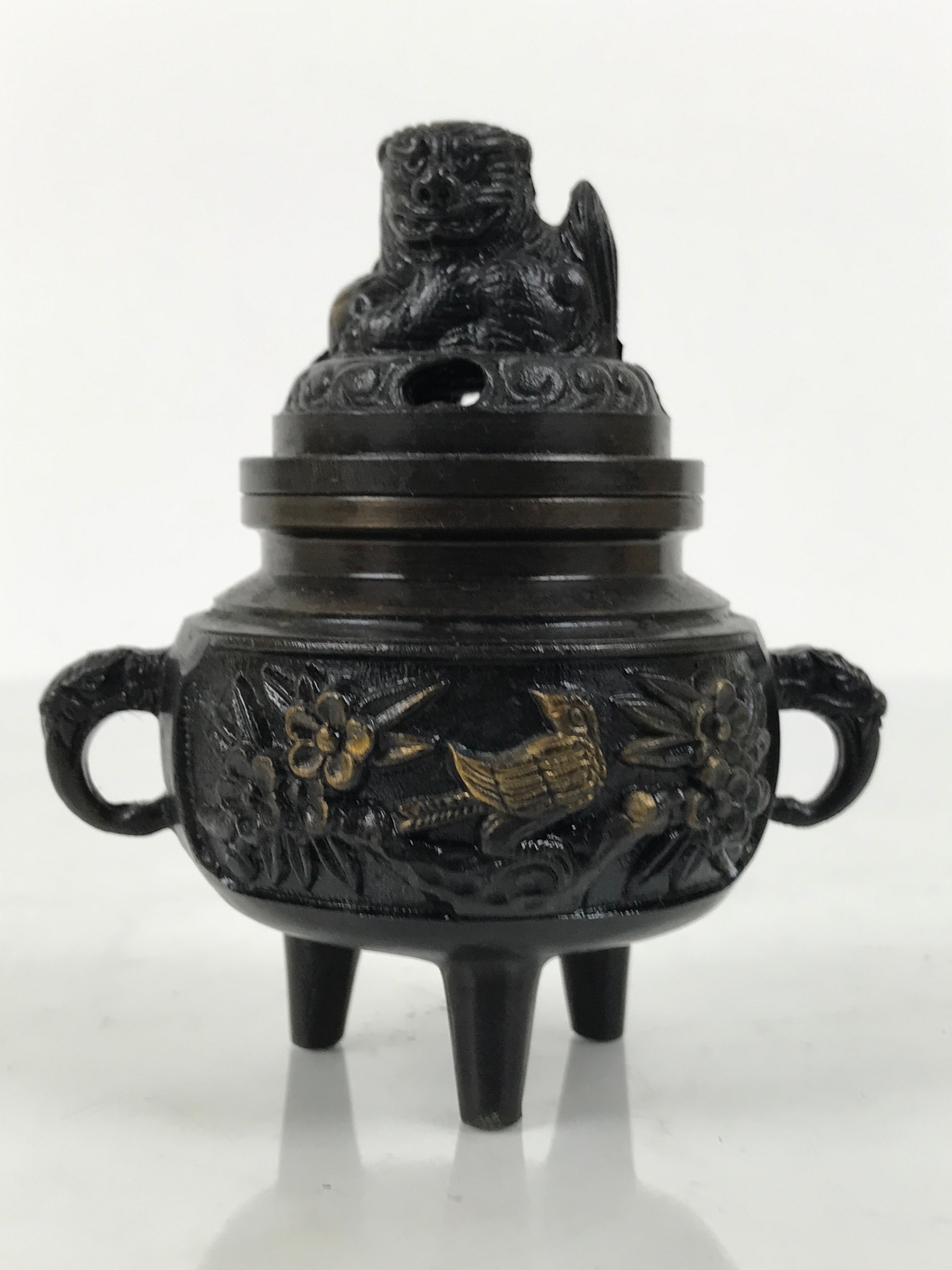 Japanese Buddhist Altar Fitting Bronze Incense Burner Vtg Koro Shishi Lion BA994-OT - Buddhist-chidorivintage.com