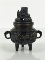 Japanese Buddhist Altar Fitting Bronze Incense Burner Vtg Koro Shishi Lion BA994-OT - Buddhist-chidorivintage.com