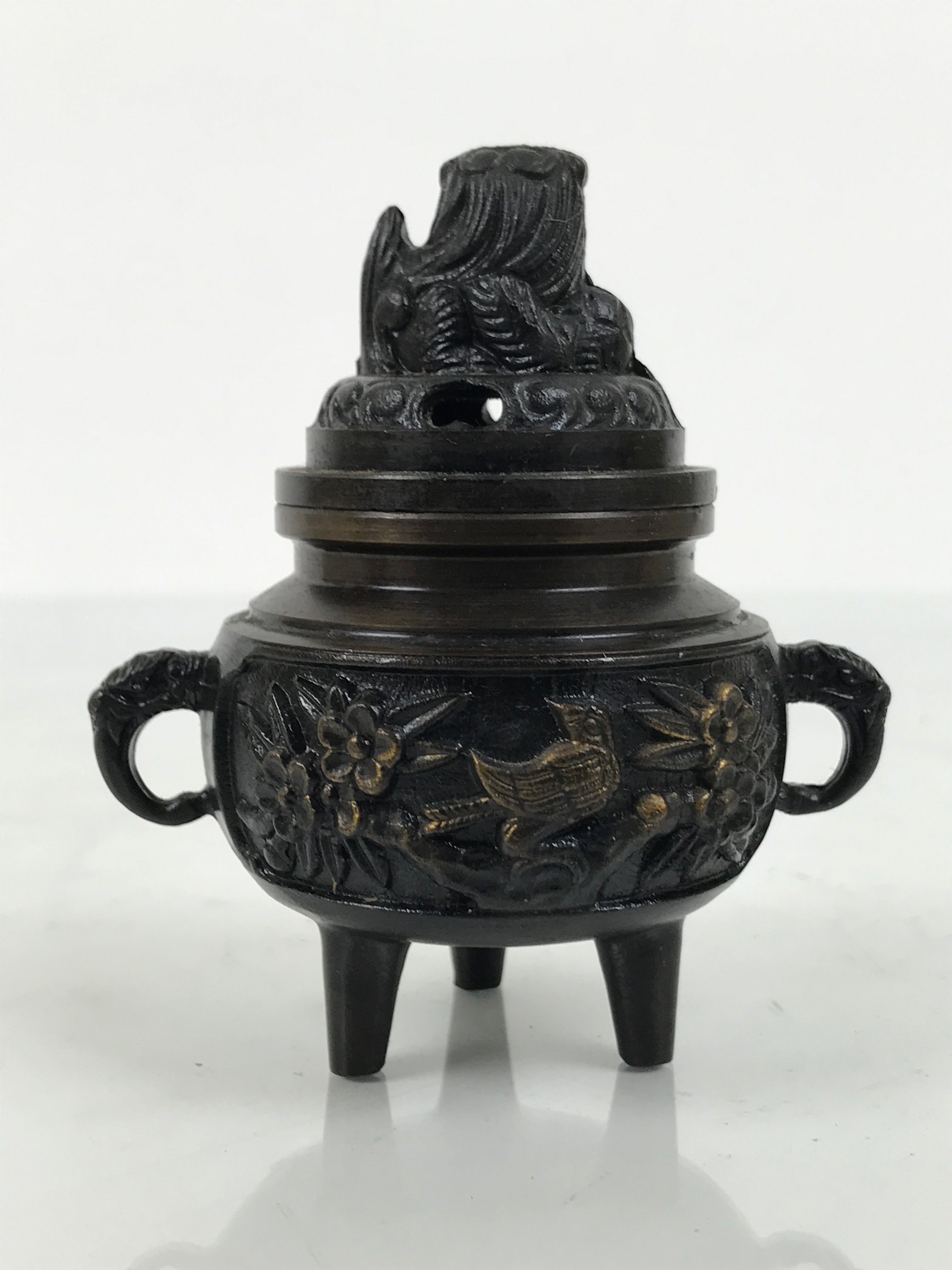 Japanese Buddhist Altar Fitting Bronze Incense Burner Vtg Koro Shishi Lion BA994-OT - Buddhist-chidorivintage.com