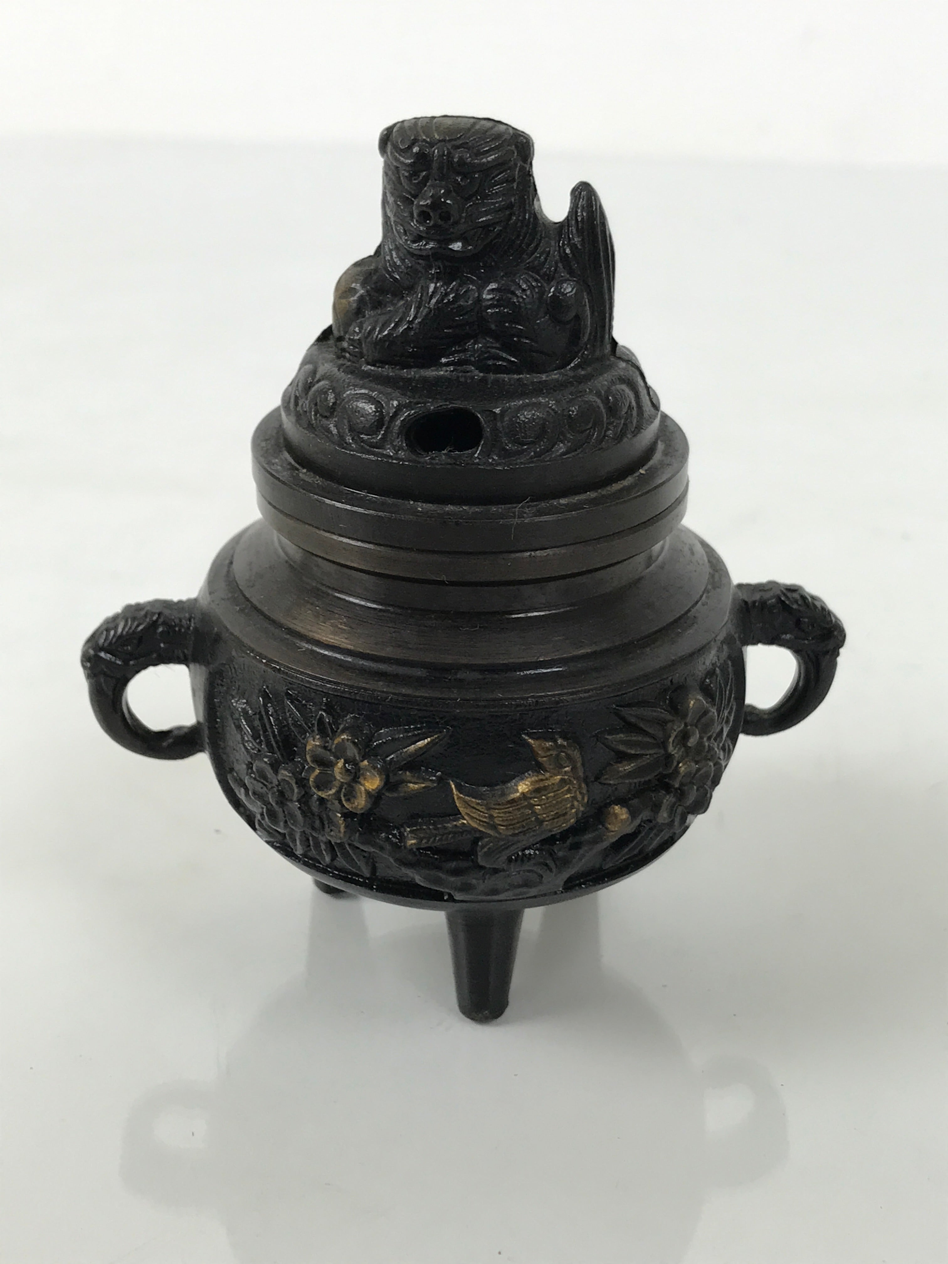 Japanese Buddhist Altar Fitting Bronze Incense Burner Vtg Koro Shishi Lion BA994-OT - Buddhist-chidorivintage.com