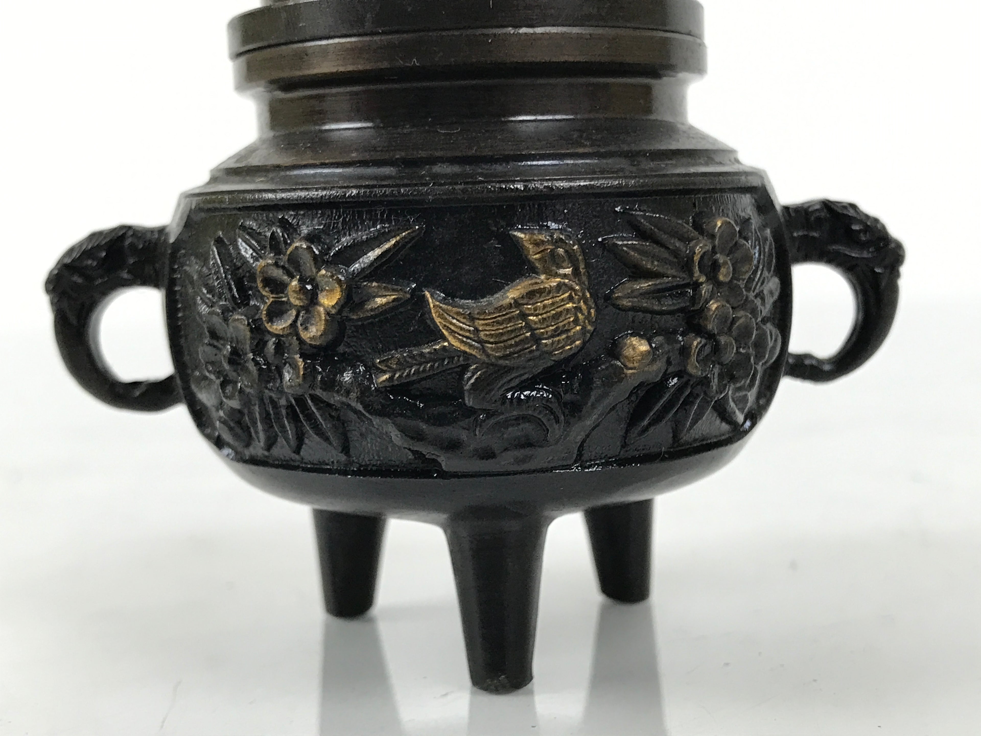 Japanese Buddhist Altar Fitting Bronze Incense Burner Vtg Koro Shishi Lion BA994-OT - Buddhist-chidorivintage.com