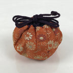 Japanese Silk Brocade Shifuku Pouch Vtg Chaire Bag Sado Orange Purple Cord TG210-KT - Tea Ceremony-chidorivintage.com