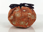 Japanese Silk Brocade Shifuku Pouch Vtg Chaire Bag Sado Orange Purple Cord TG210-KT - Tea Ceremony-chidorivintage.com