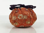 Japanese Silk Brocade Shifuku Pouch Vtg Chaire Bag Sado Orange Purple Cord TG210-KT - Tea Ceremony-chidorivintage.com