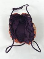 Japanese Silk Brocade Shifuku Pouch Vtg Chaire Bag Sado Orange Purple Cord TG210-KT - Tea Ceremony-chidorivintage.com