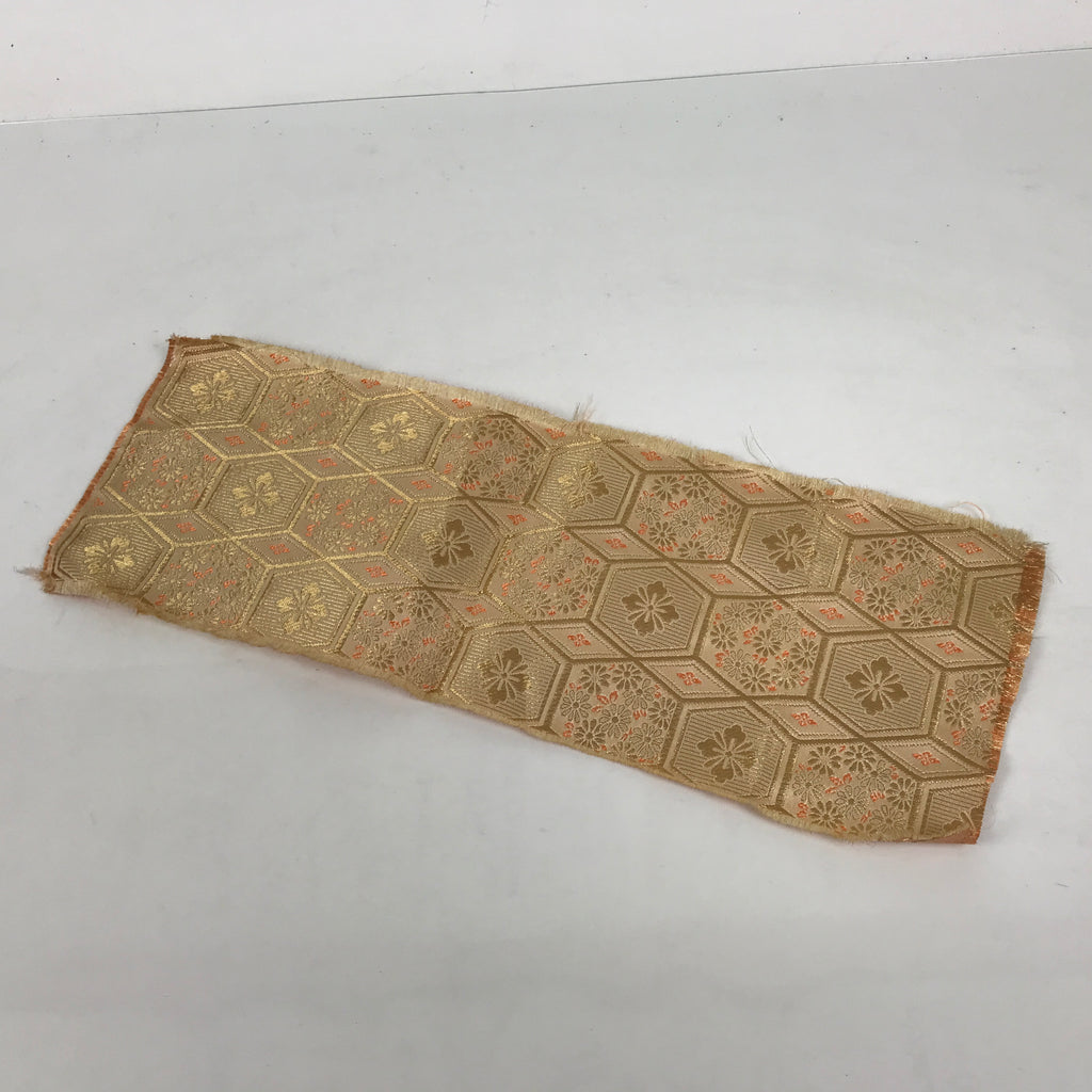 Japanese Buddhist Altar Table Silk Cloth Cover Vtg Kyozukue Peach Gold BA985-OT - Buddhist-chidorivintage.com