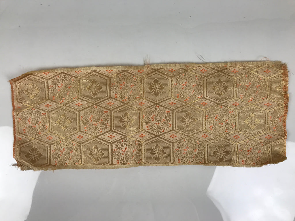 Japanese Buddhist Altar Table Silk Cloth Cover Vtg Kyozukue Peach Gold BA985-OT - Buddhist-chidorivintage.com