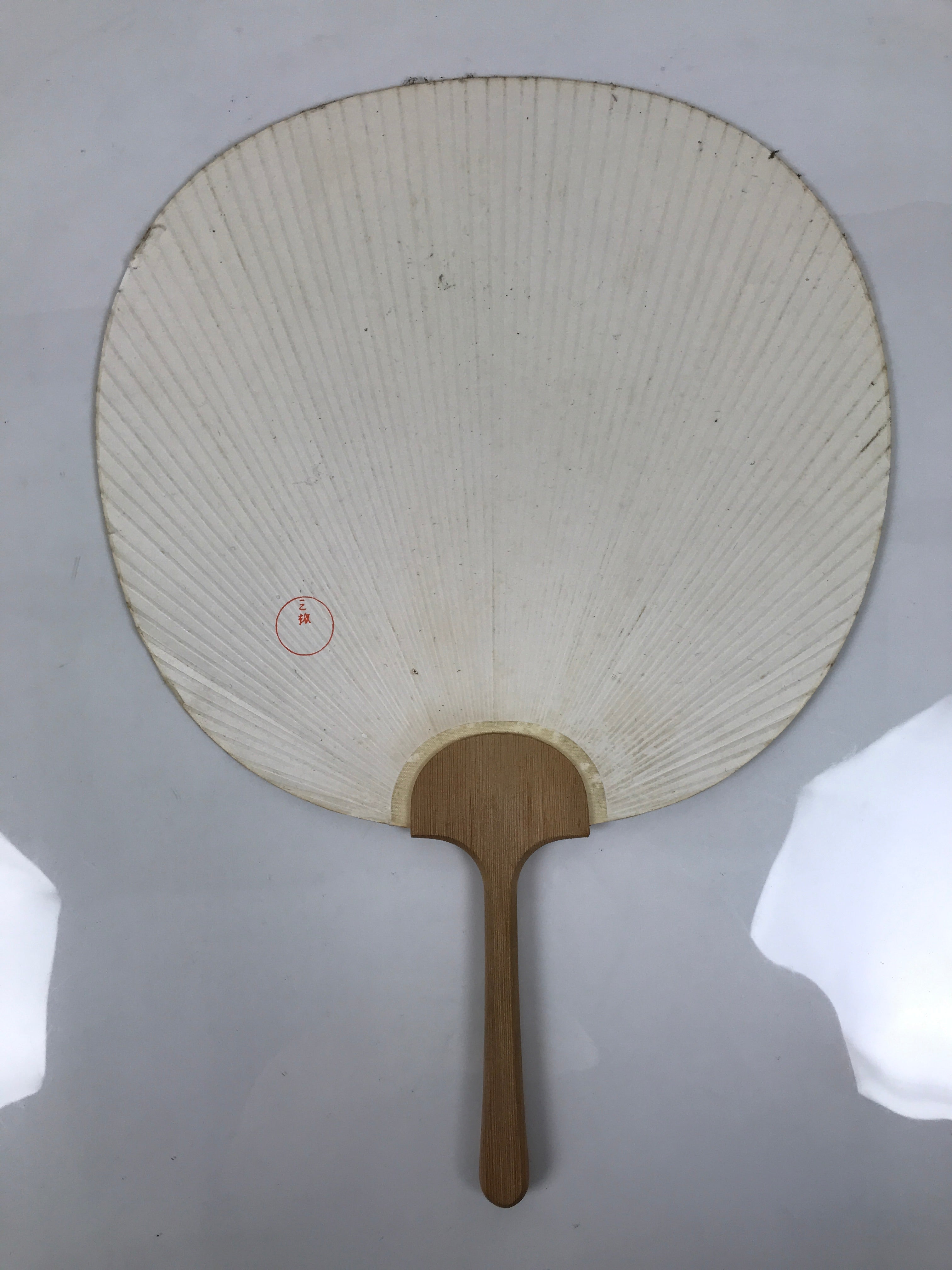 Japanese Paper Fan Large Uchiwa Vtg Wooden Handle Ogura Yuki Pink Flowers U193-AD - Fan-chidorivintage.com