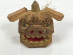 Japanese Wooden Kokeshi Doll Vtg Shishi Head Figurine Kaga Shishimai Brown KF837-AD - Kokeshi-chidorivintage.com
