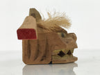 Japanese Wooden Kokeshi Doll Vtg Shishi Head Figurine Kaga Shishimai Brown KF837-AD - Kokeshi-chidorivintage.com