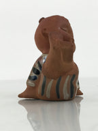 Japanese Seto Ceramic Young Girl Figurine Vtg Child Stripe Kimono Red Clay ST100-AD - Figurine-chidorivintage.com