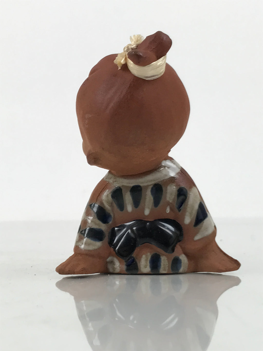 Japanese Seto Ceramic Young Girl Figurine Vtg Child Stripe Kimono Red Clay ST100-AD - Figurine-chidorivintage.com