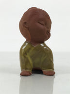 Japanese Seto Ceramic Young Girl Figurine Vtg Child Yellow Kimono Red Clay ST101-AD - Figurine-chidorivintage.com