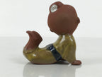 Japanese Seto Ceramic Young Girl Figurine Vtg Child Yellow Kimono Red Clay ST101-AD - Figurine-chidorivintage.com