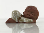 Japanese Seto Ceramic Young Girl Figurine Vtg Child White Kimono Red Clay ST102-AD - Figurine-chidorivintage.com