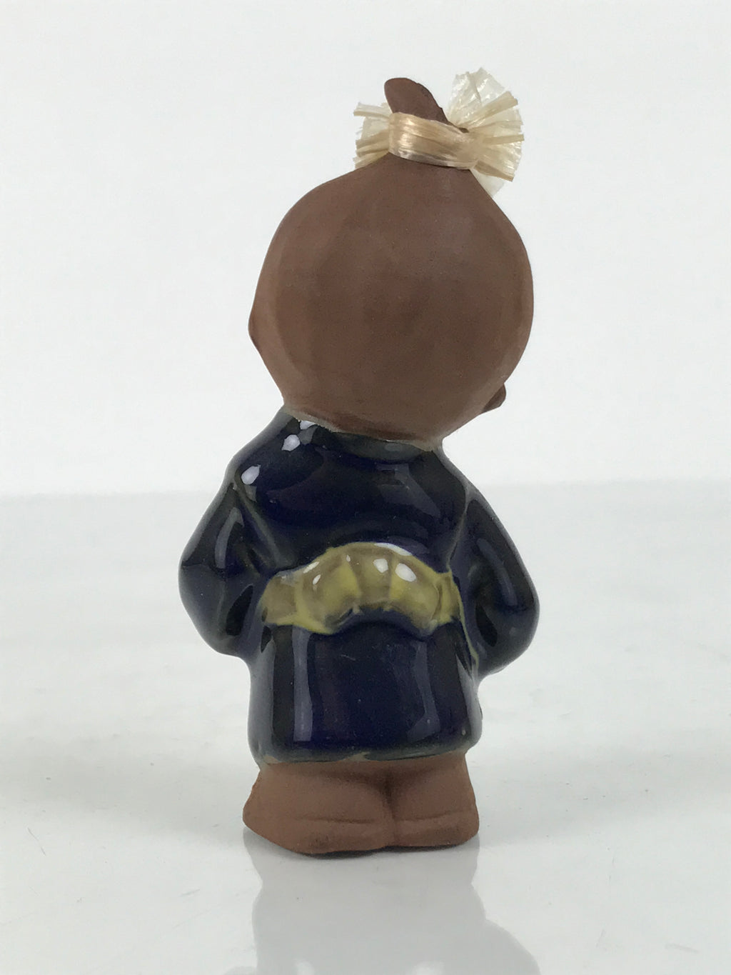Japanese Seto Ceramic Young Girl Figurine Vtg Child Blue Kimono Red Clay ST103-AD - Figurine-chidorivintage.com