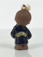Japanese Seto Ceramic Young Girl Figurine Vtg Child Blue Kimono Red Clay ST103-AD - Figurine-chidorivintage.com