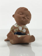 Japanese Seto Ceramic Young Girl Figurine Vtg Child Dot Kimono Red Clay ST104-AD - Figurine-chidorivintage.com