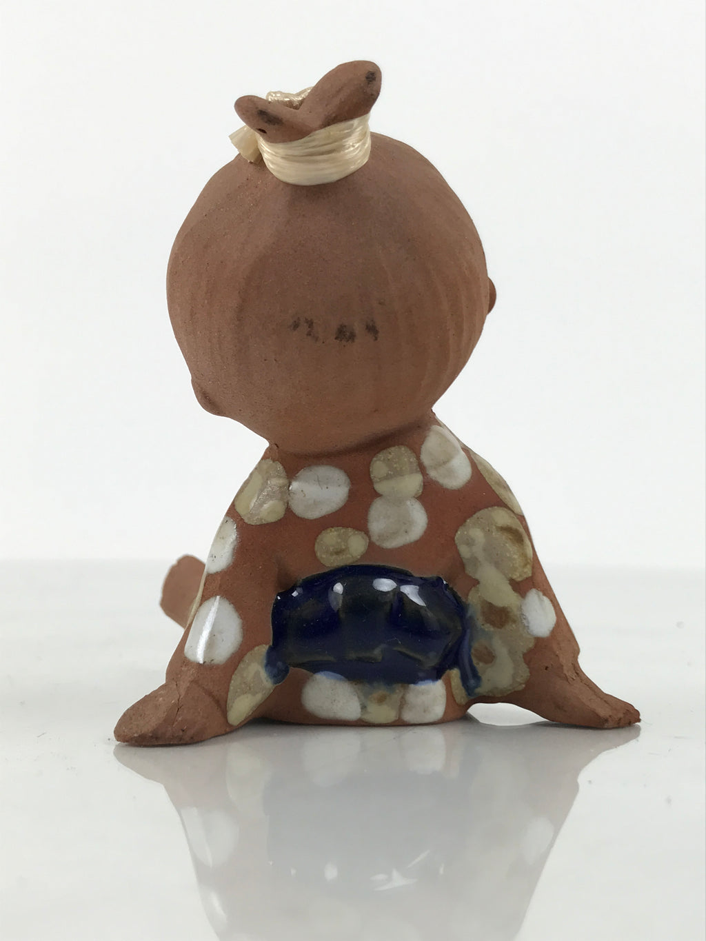Japanese Seto Ceramic Young Girl Figurine Vtg Child Dot Kimono Red Clay ST104-AD - Figurine-chidorivintage.com