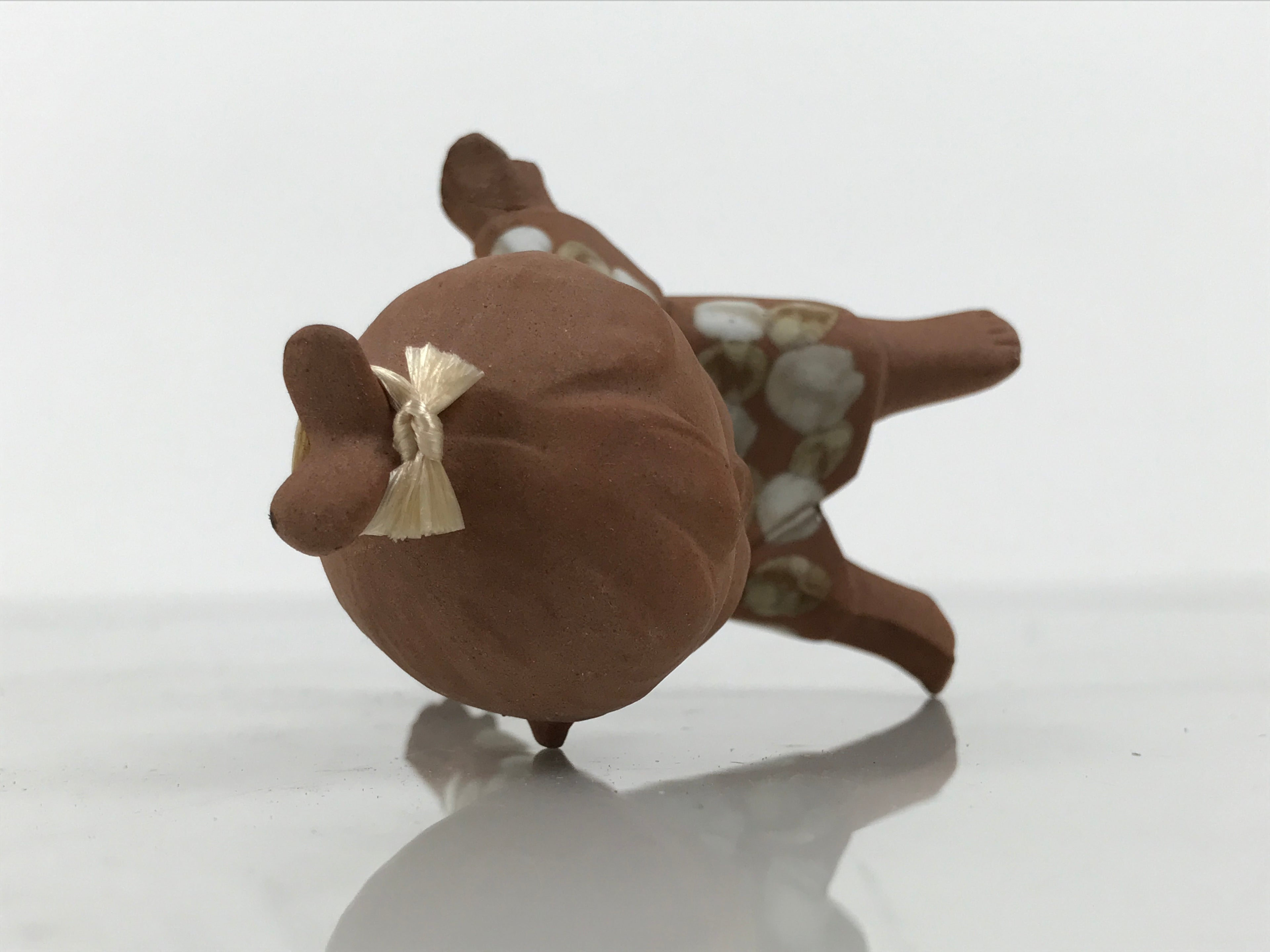 Japanese Seto Ceramic Young Girl Figurine Vtg Child Dot Kimono Red Clay ST104-AD - Figurine-chidorivintage.com